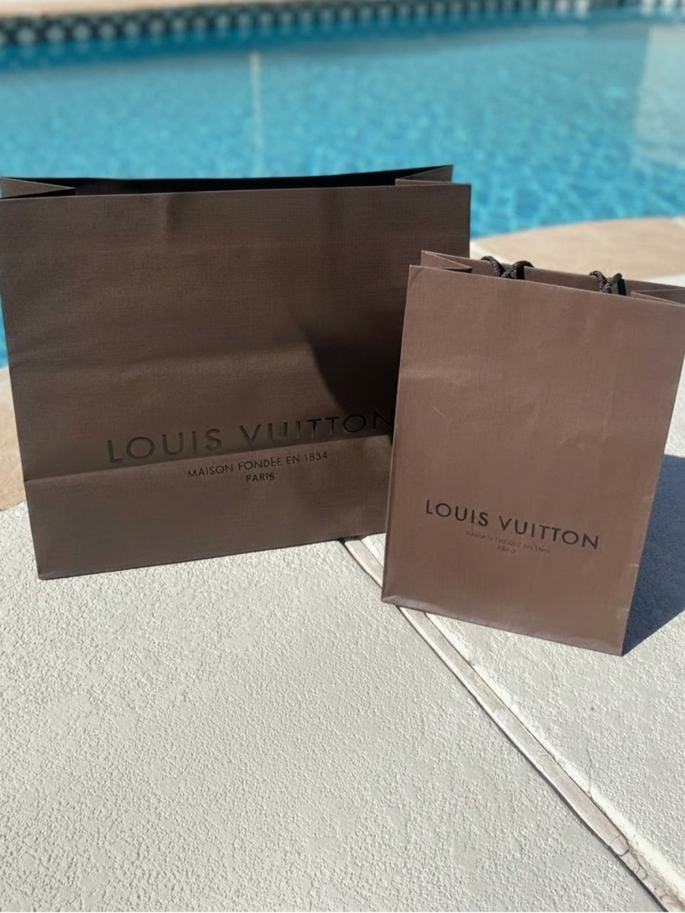 Louis Vuitton Bronze Shopping Bag Set Large & Small Boutique Packaging